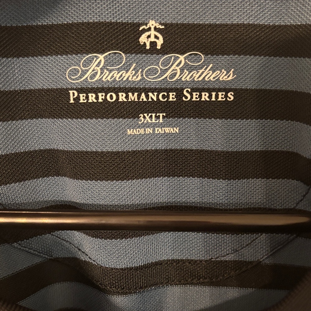 Brooks Brothers Men's Polo Shirt - Black and Blue Stripes - Picture 2 of 3